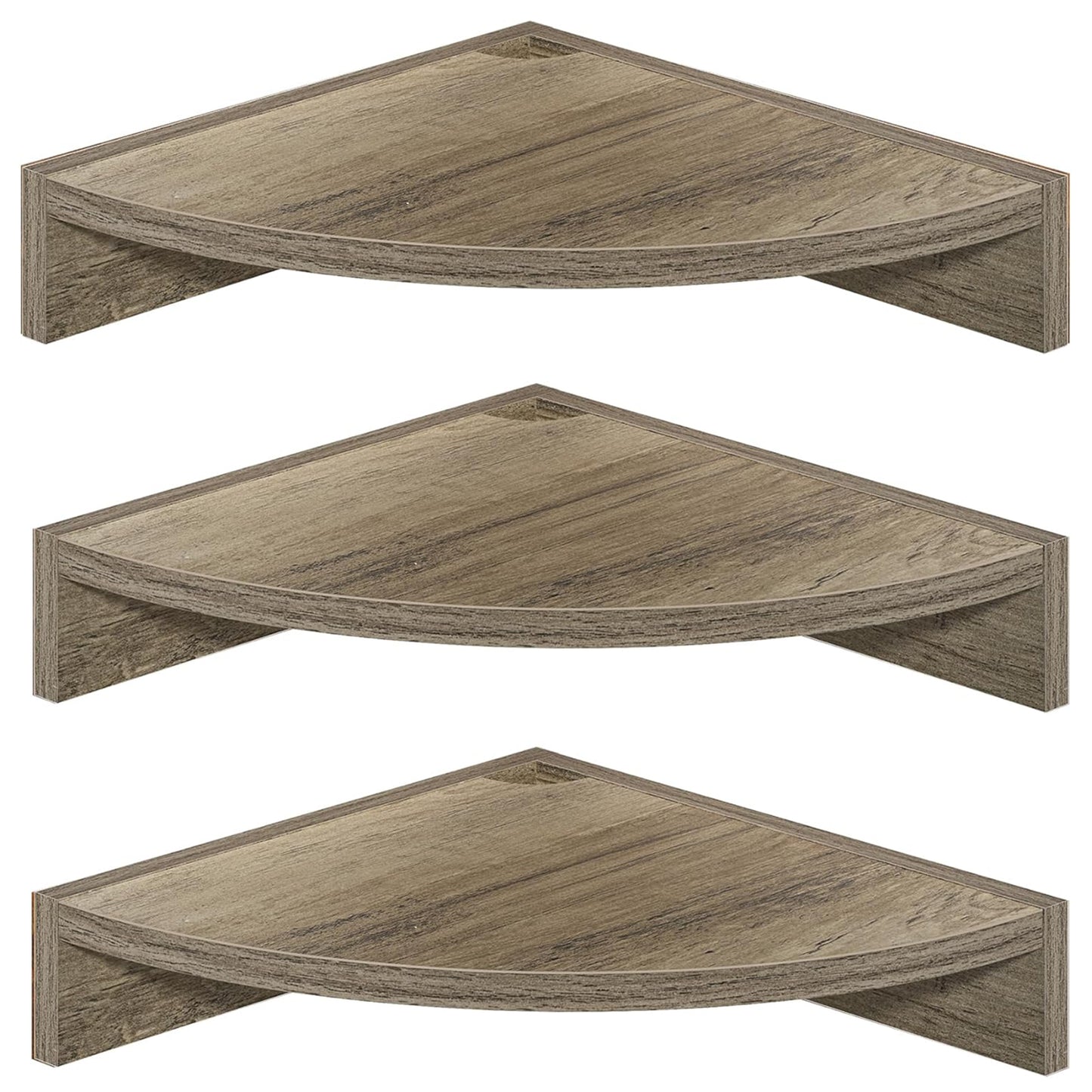 ShelfLoft 11.5 Inch Wide Wood Floating Corner Shelves,Set of 3