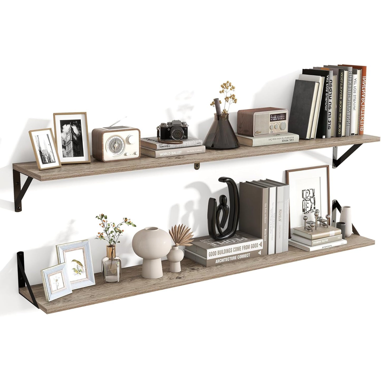 ShelfLoft 8"D x 4.9"H Grey Wall Mounted Floating Shelves