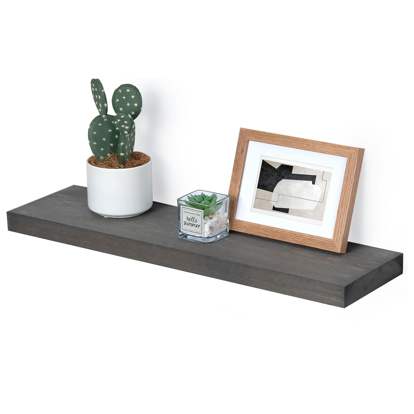 ShelfLoft 6.7"D x 1.4"H Grey Wall Mounted Pine Wood Floating Shelves