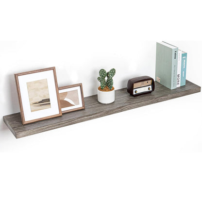 ShelfLoft 48" Wide x 9.3" Deep Flat Edge Reclaimed Old Elm Wood Floating Shelves,2 Pack