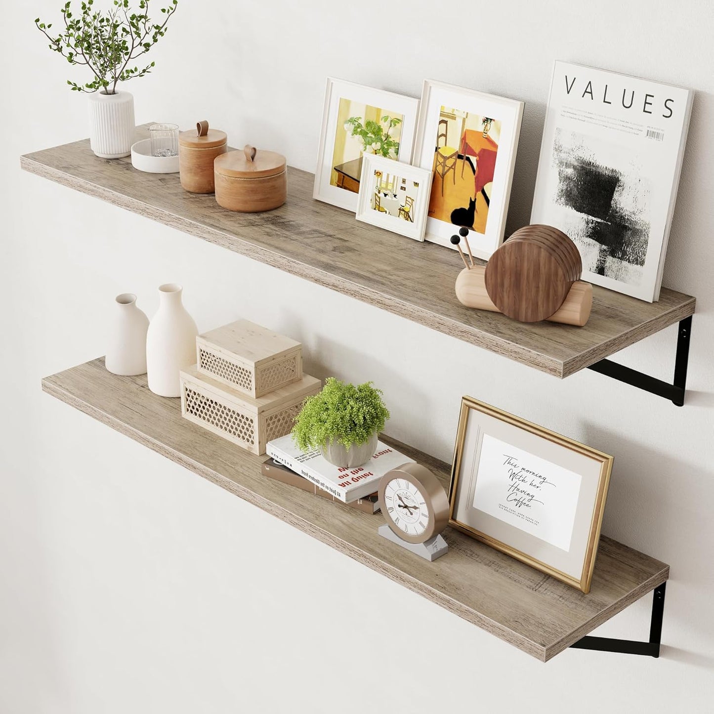 ShelfLoft 8"D x 4.9"H Grey Wall Mounted Floating Shelves