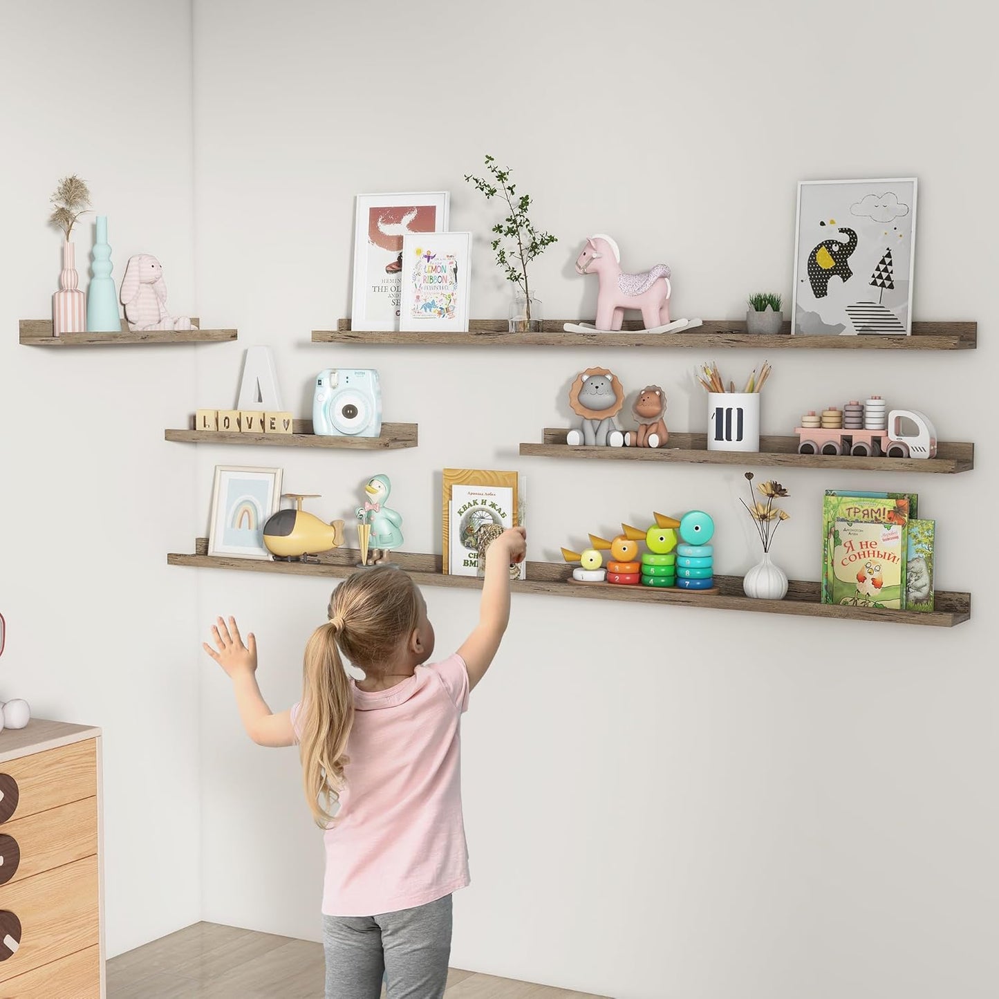 ShelfLoft 4.7"D x 2"H Grey Picture Ledge Floating Shelves