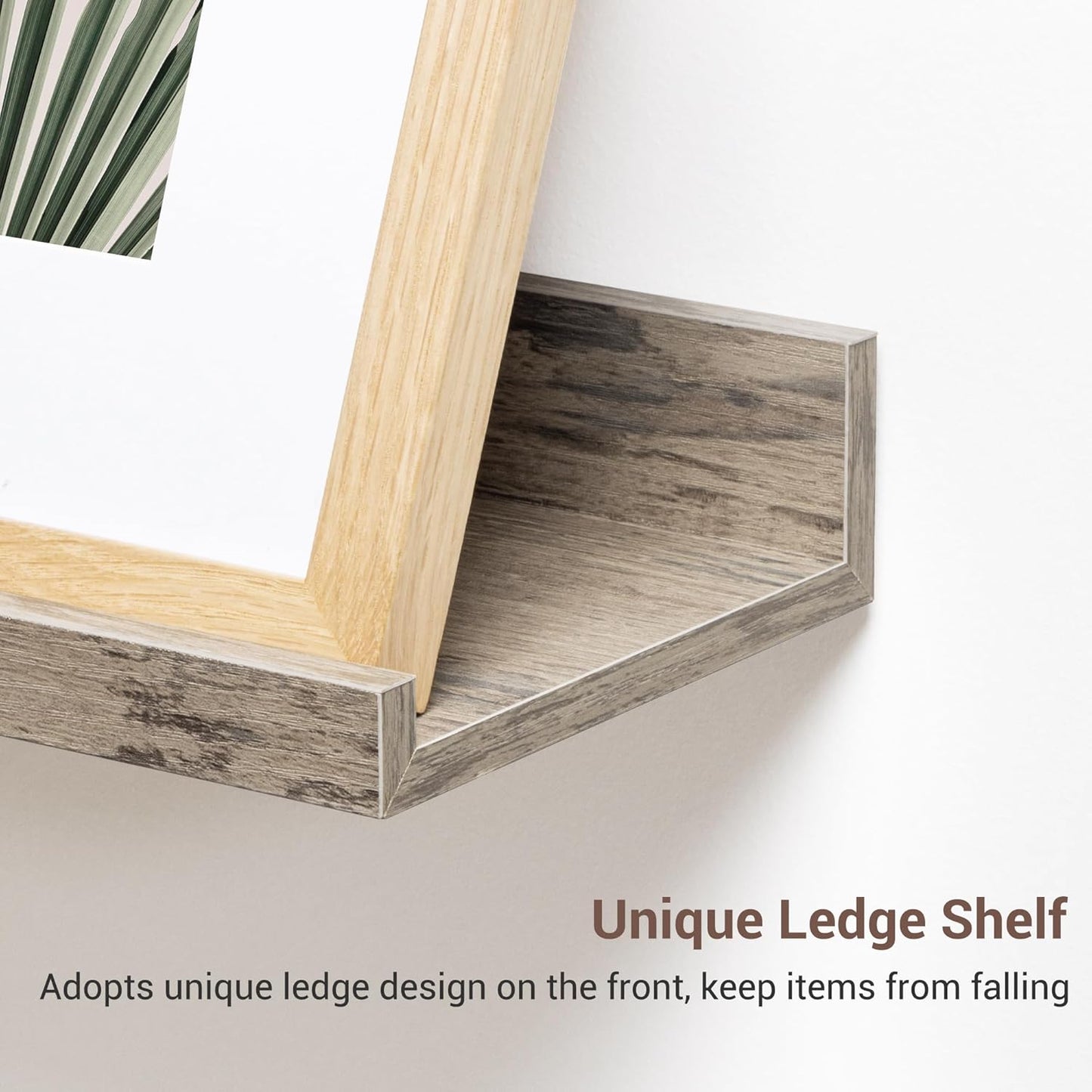 ShelfLoft 48"W x 4.2"D Grey Picture Ledge Shelf Floating Shelves with Lip Set of 3