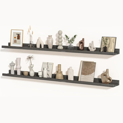 Shelfloft 4.7 Inch Deep Picture Ledge Shelf Rustic Fir Hardwood Floating Wall Shelves with Lip