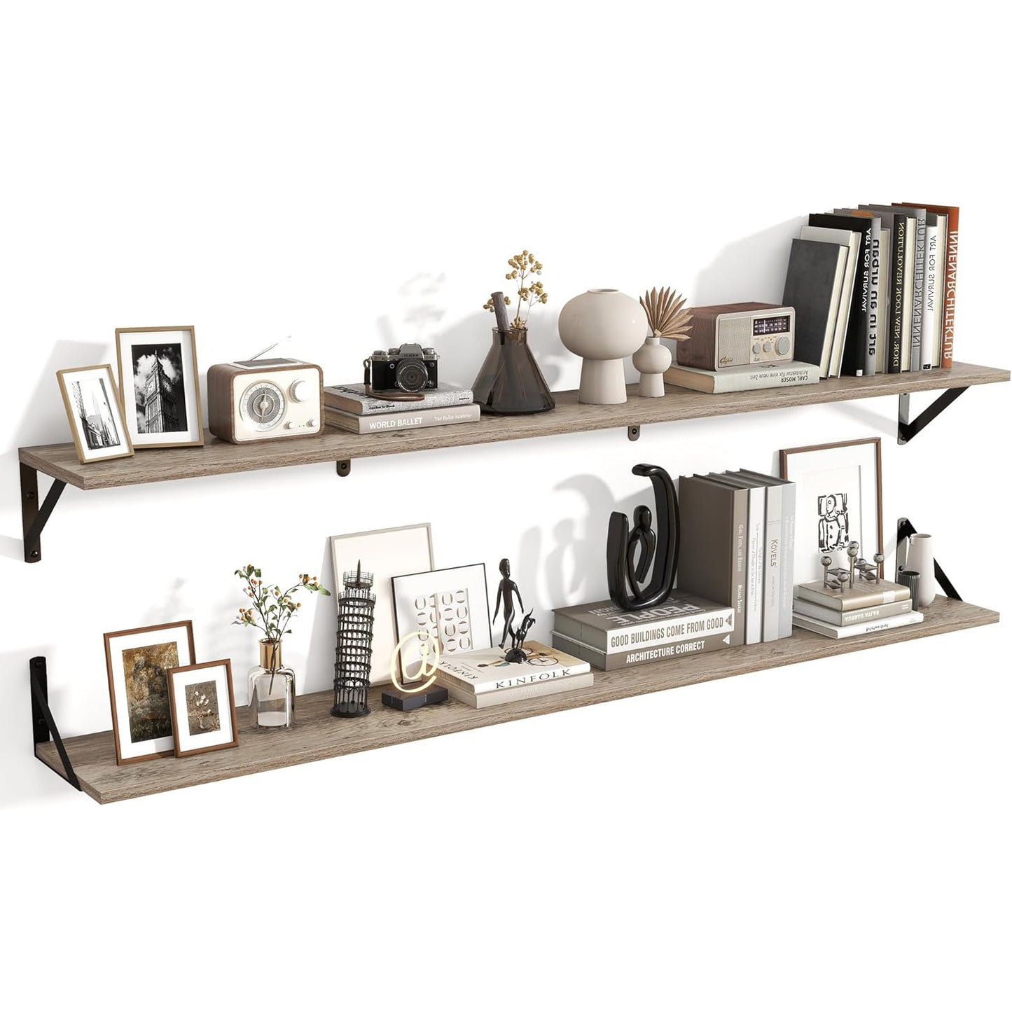 ShelfLoft 8"D x 4.9"H Grey Wall Mounted Floating Shelves