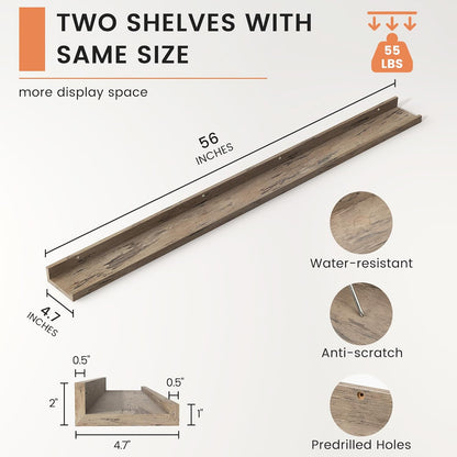 ShelfLoft 4.7"D x 2"H Grey Picture Ledge Floating Shelves