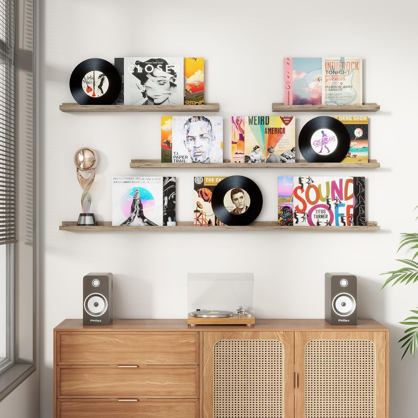 ShelfLoft 4.7"D x 2"H Grey Picture Ledge Floating Shelves