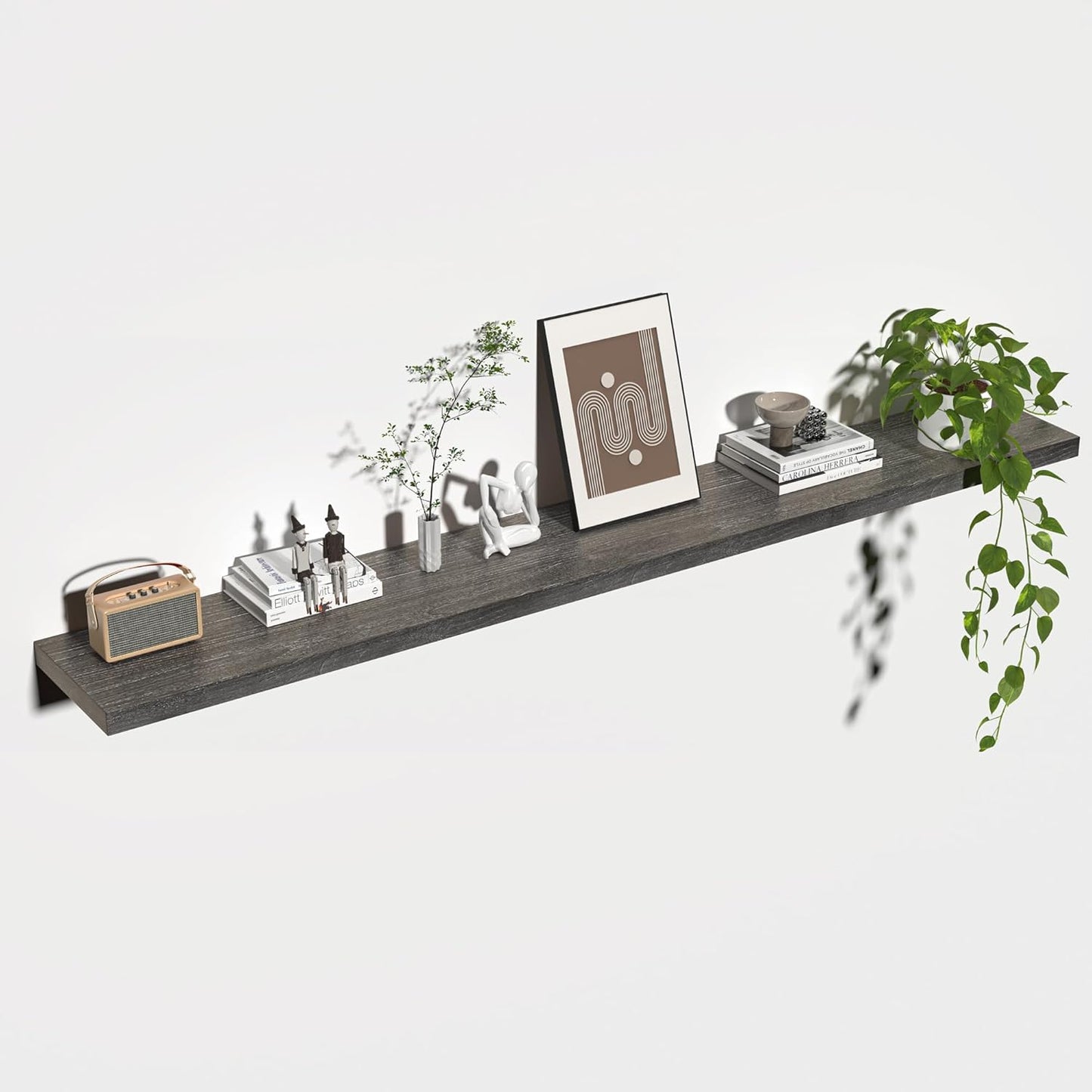 ShelfLoft 9.3"D x 1.4"H Grey Reclaimed Old Elm Wood Floating Shelves for Wall Storage