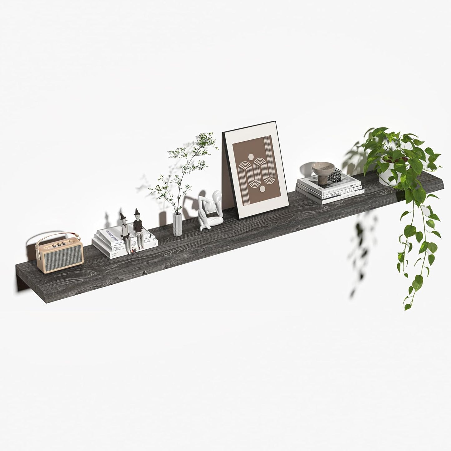 ShelfLoft 9.3"D x 1.4"H Grey Reclaimed Old Elm Wood Floating Shelves for Wall Storage