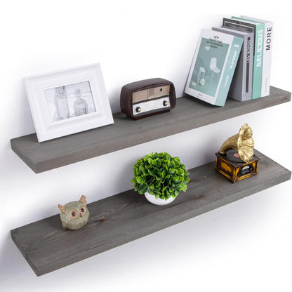 ShelfLoft 8 Inch Deep Solid Pine Wood Floating Shelves