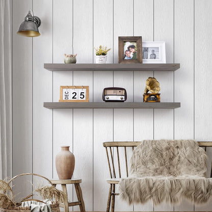 ShelfLoft 8 Inch Deep Solid Pine Wood Floating Shelves