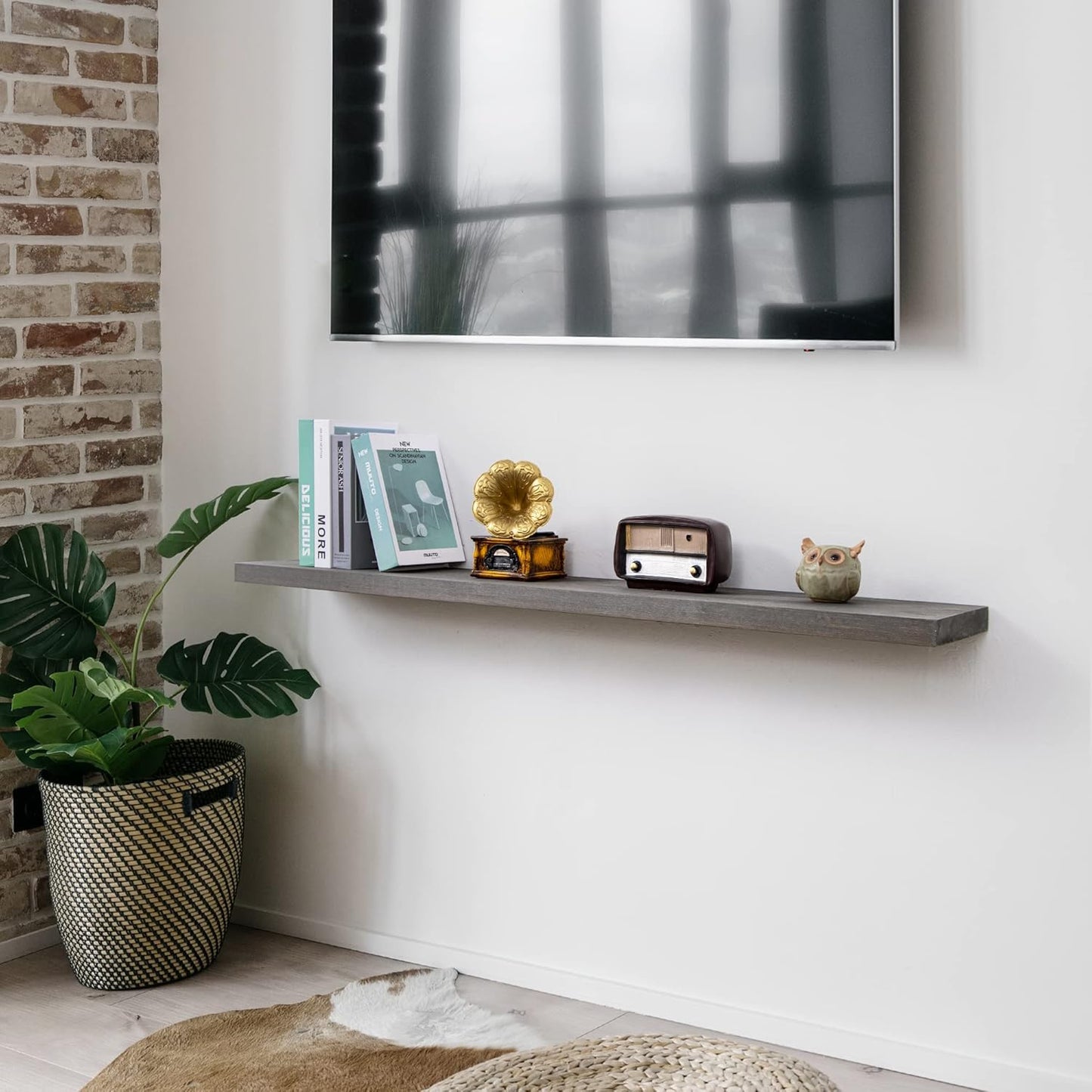 ShelfLoft 8 Inch Deep Solid Pine Wood Floating Shelves