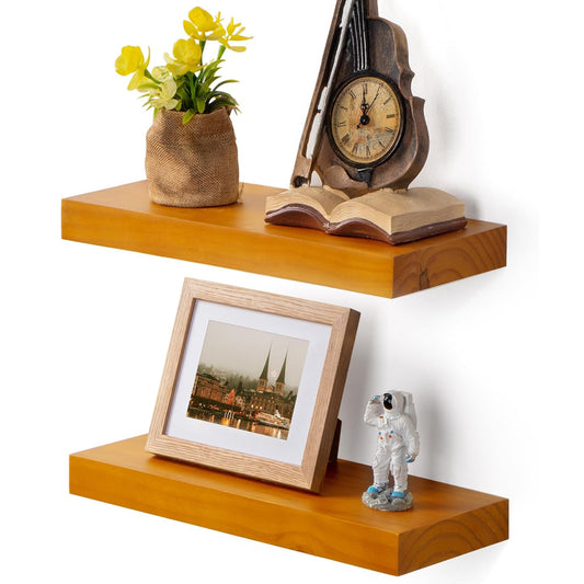 ShelfLoft 7"D x 1.4"H Honey Oak Pine Wood Floating Shelves