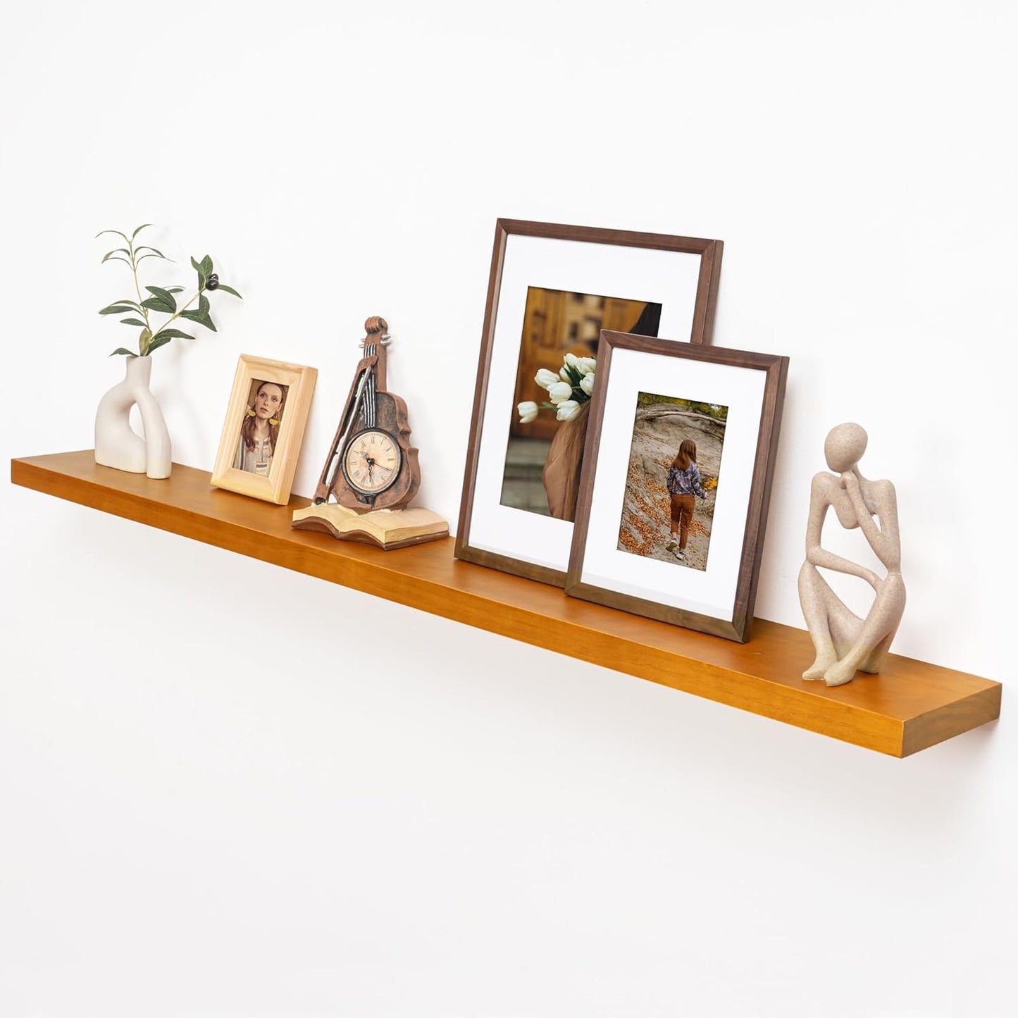 ShelfLoft 7 Inch Deep Pine Wood Floating Shelves,Set of 2