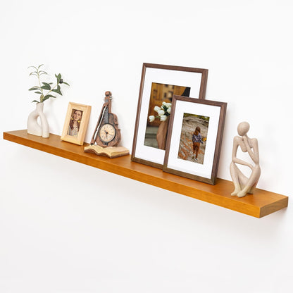 ShelfLoft 7 Inch Deep Pine Wood Floating Shelves,Set of 2