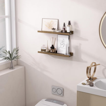 ShelfLoft 5.1 Inch Deep Picture Ledge Shelf Pine Wood Floating Shelves,Set of 2