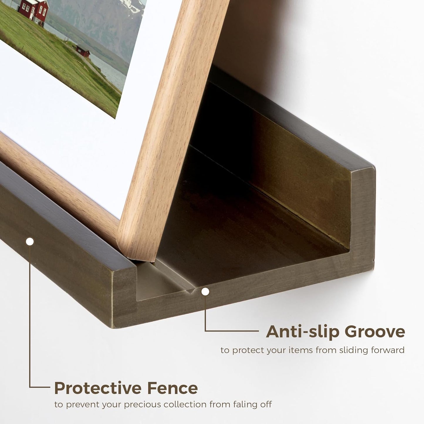 ShelfLoft 5.1 Inch Deep Picture Ledge Shelf Pine Wood Floating Shelves,Set of 2