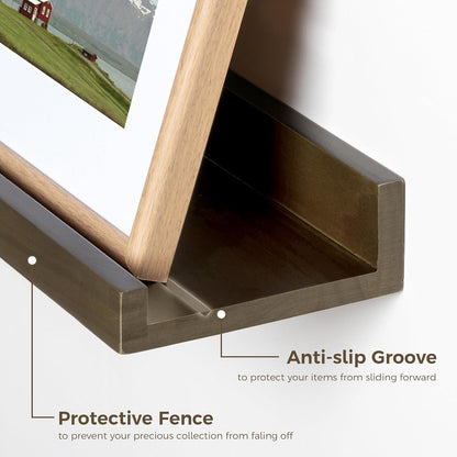 ShelfLoft 5.1 Inch Deep Picture Ledge Shelf Pine Wood Floating Shelves,Set of 2