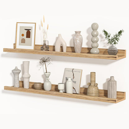 Shelfloft 4.7 Inch Deep Picture Ledge Shelf Rustic Fir Hardwood Floating Wall Shelves with Lip
