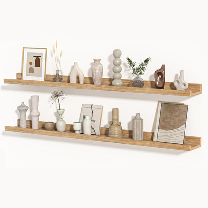 Shelfloft 4.7 Inch Deep Picture Ledge Shelf Rustic Fir Hardwood Floating Wall Shelves with Lip