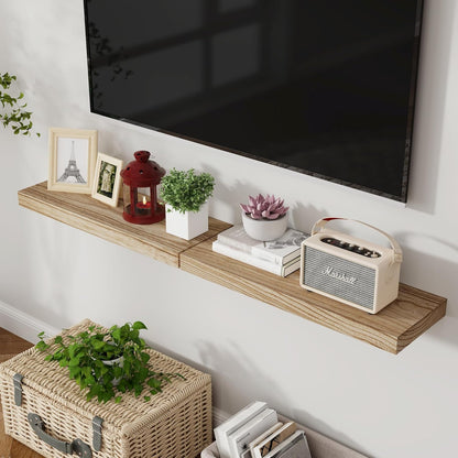 ShelfLoft 8 Inch Deep Rustic Solid Wood Floating Shelves for Wall Storage