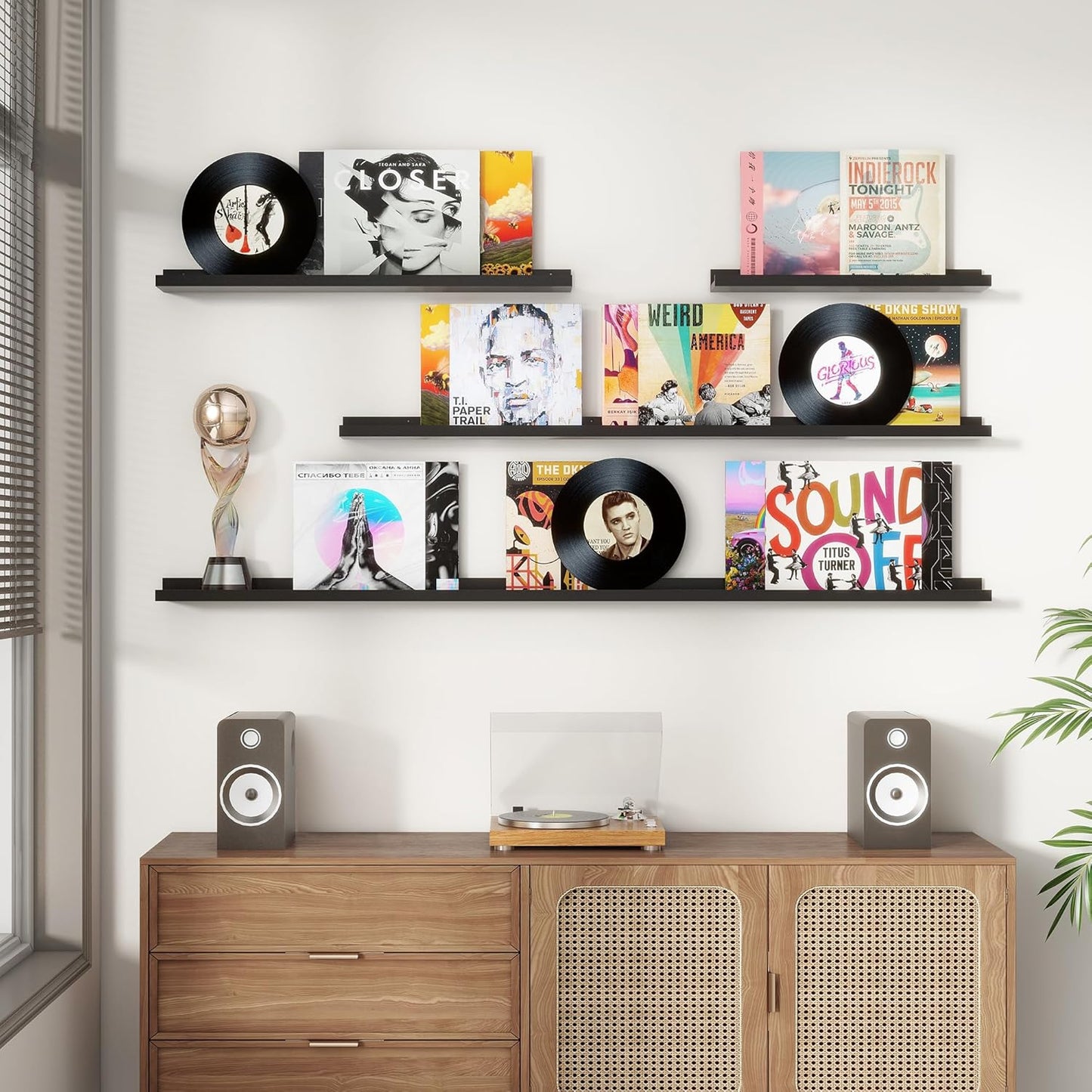 ShelfLoft 5.12 Inch Deep Picture Ledge Shelf Paulownia Wood Wall Floating Shelves with Lip for Nursery Books