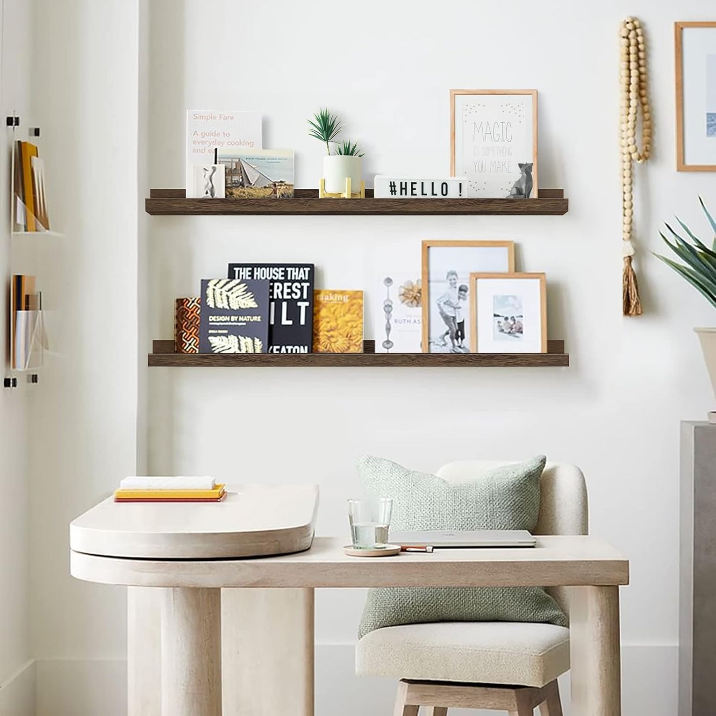 ShelfLoft 5.12 Inch Deep Picture Ledge Shelf Paulownia Wood Wall Floating Shelves with Lip for Nursery Books