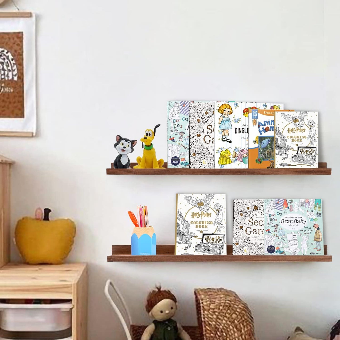 ShelfLoft 5.12 Inch Deep Picture Ledge Shelf Paulownia Wood Wall Floating Shelves with Lip for Nursery Books