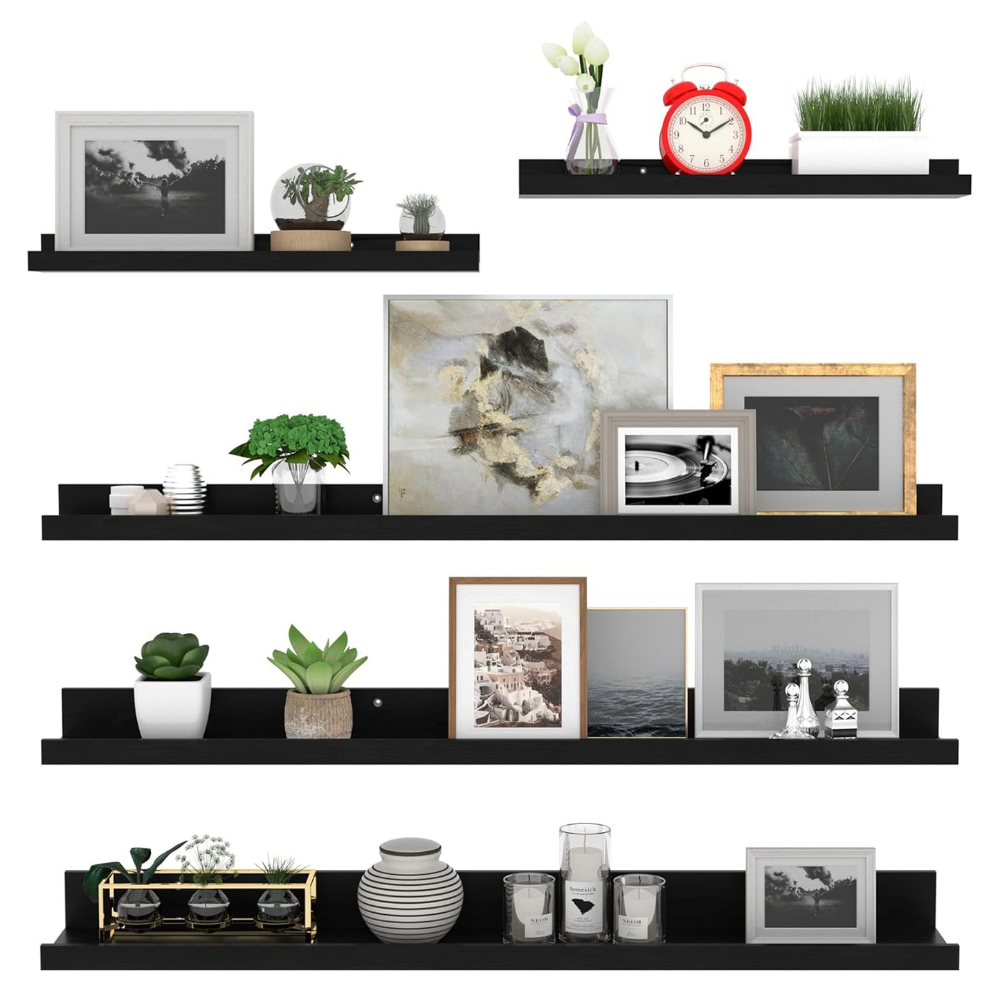 ShelfLoft 5.12 Inch Deep Picture Ledge Shelf Paulownia Wood Wall Floating Shelves with Lip for Nursery Books