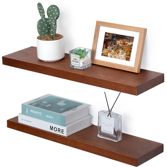 ShelfLoft 24" Wide x 6.7" Deep Wall Mounted Pine Wood Floating Shelves