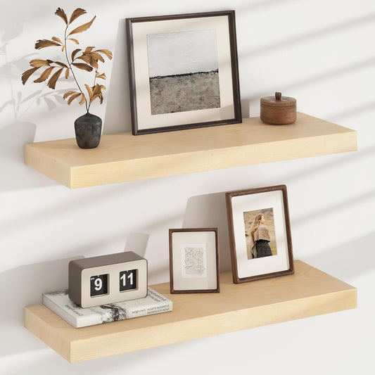 ShelfLoft 8"D x 1.4"H USA-Sourced Maple Wood Floating Shelves for Wall