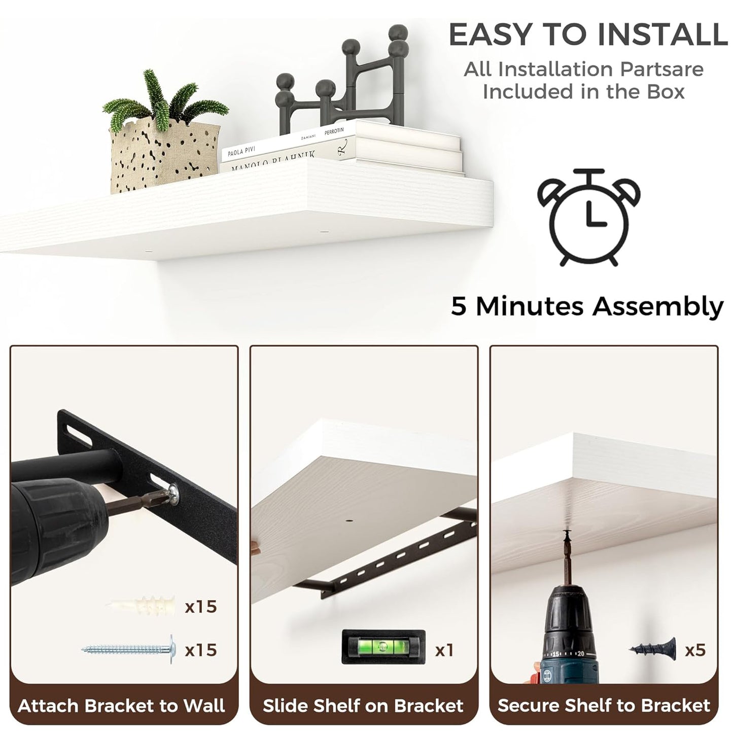 Shelfloft 9.3 Inch Deep Floating Shelves Large Wall Mounted Shelves with Invisible Brackets