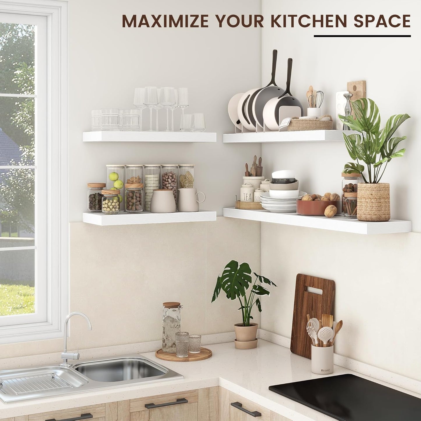 Shelfloft 9.3 Inch Deep Floating Shelves Large Wall Mounted Shelves with Invisible Brackets