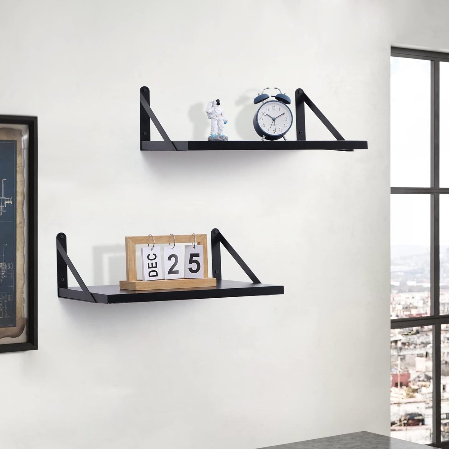 ShelfLoft 12 Inch Deep Floating Shelves with Iron Brackets,Set of 2