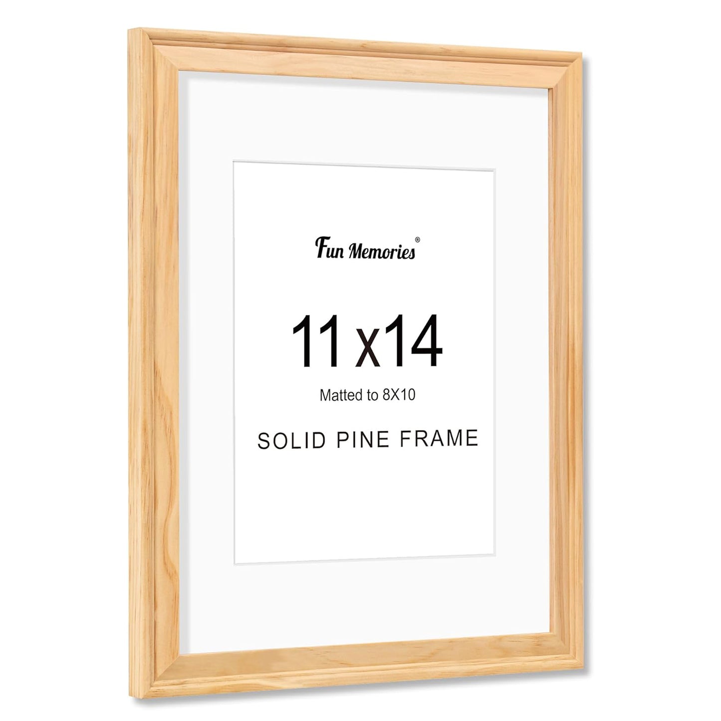 ShelfLoft Solid Pine Wood Picture Frame with Tempered Glass