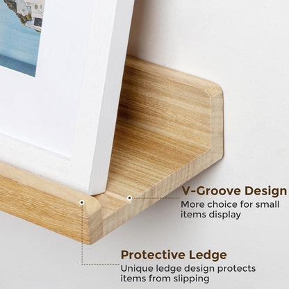 ShelfLoft 16" Wide x 5.5" Deep 20lbs Picture Ledge Shelf Wood Floating Shelves,3 Pack