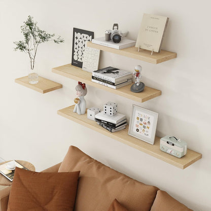 ShelfLoft 8 Inch Deep Rustic American Ash Wood Floating Shelves