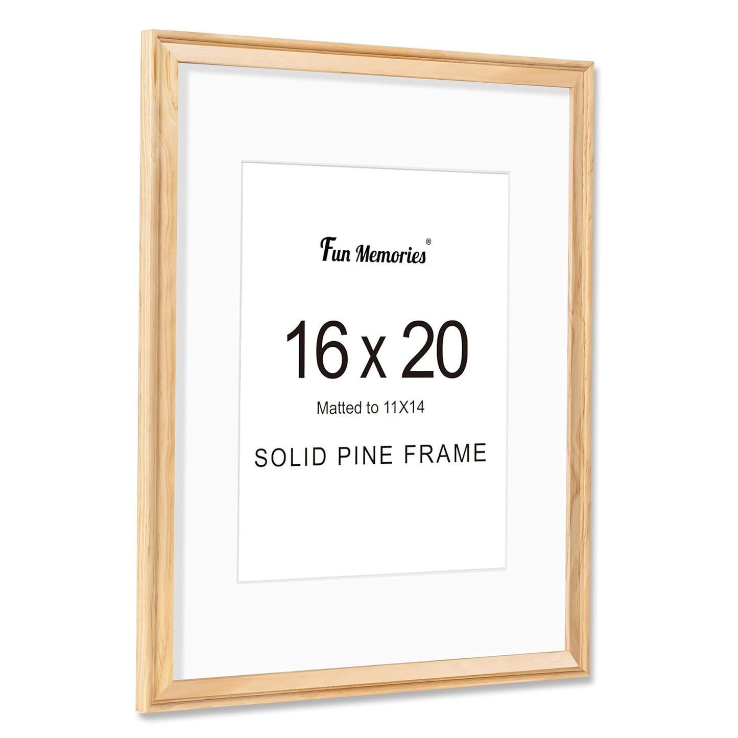 ShelfLoft Solid Pine Wood Picture Frame with Tempered Glass