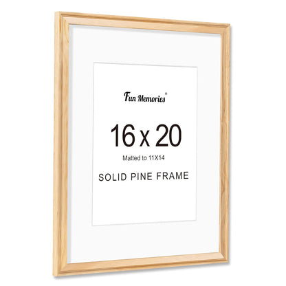 ShelfLoft Solid Pine Wood Picture Frame with Tempered Glass