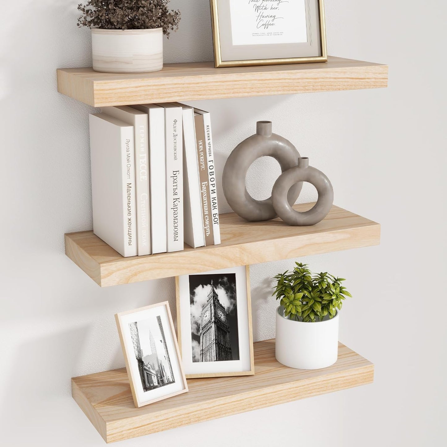 ShelfLoft 6.7 Inch Deep Paulownia Wood Wall Display Decor Floating Shelves