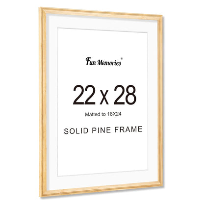 ShelfLoft Solid Pine Wood Picture Frame with Tempered Glass