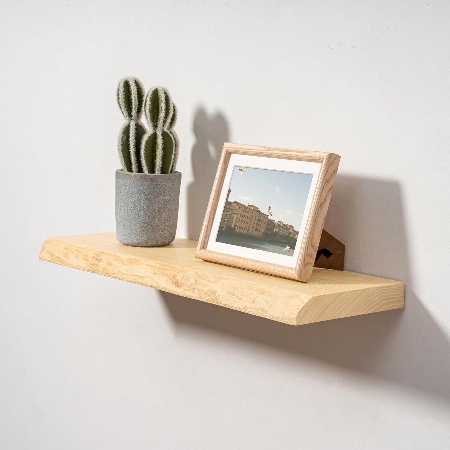 ShelfLoft 7.8 Inch Deep USA-Sourced Ash Wood Wall Shelf Live Edge Floating Shelves