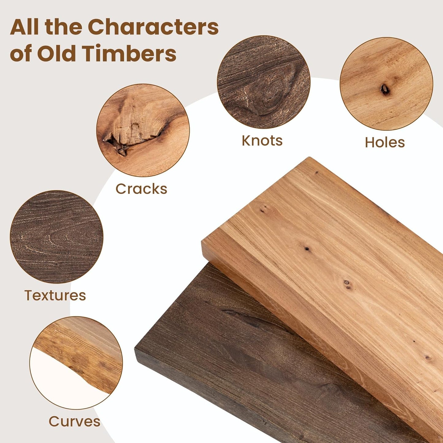 ShelfLoft 24" Wide x 8" Deep 45lbs Solid Elm Wood Floating Shelves, 2 Pack