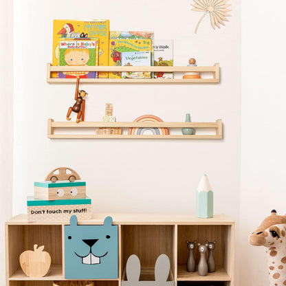 ShelfLoft 4 Inch Deep R-shape Pine Wood Floating Bookshelf for Kids Room