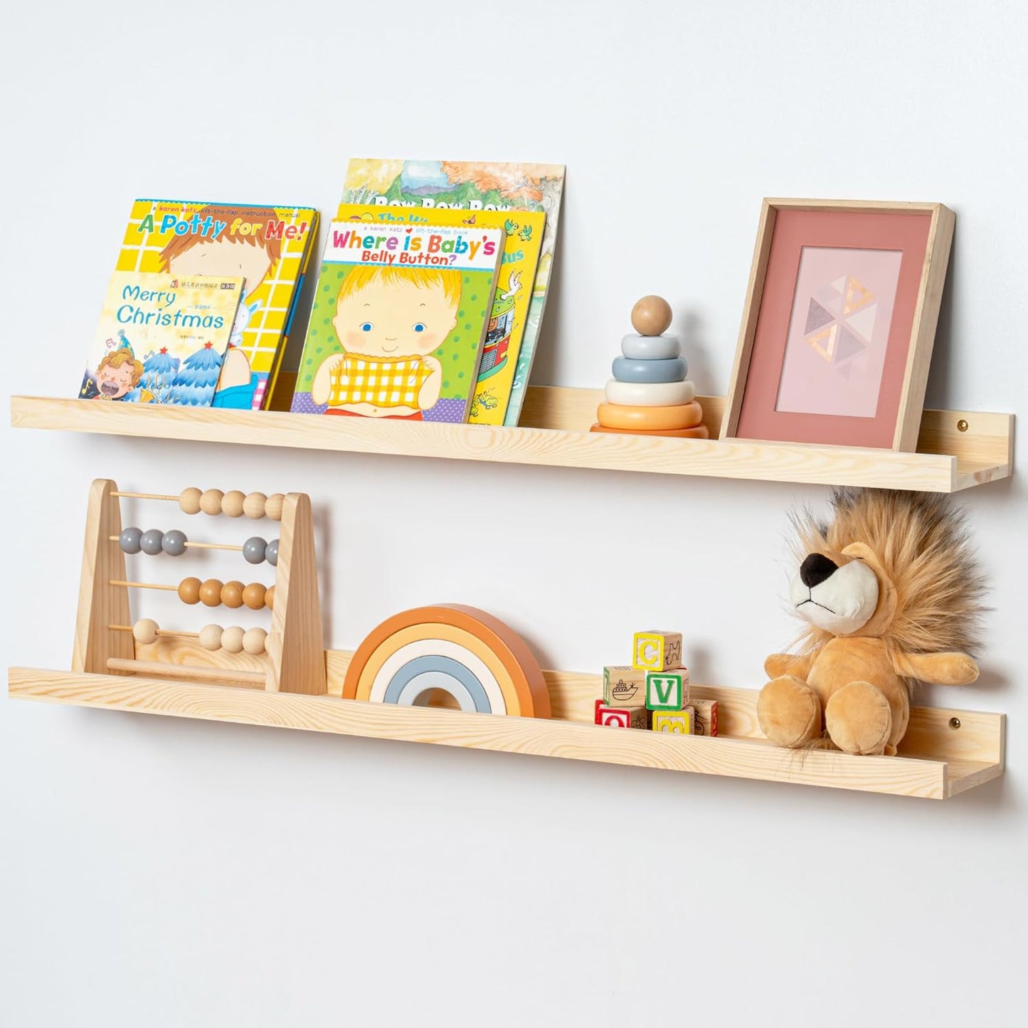 ShelfLoft 5.5 Inch Deep Pine Wood Picture Ledge Shelf Wall Shelves with Lip