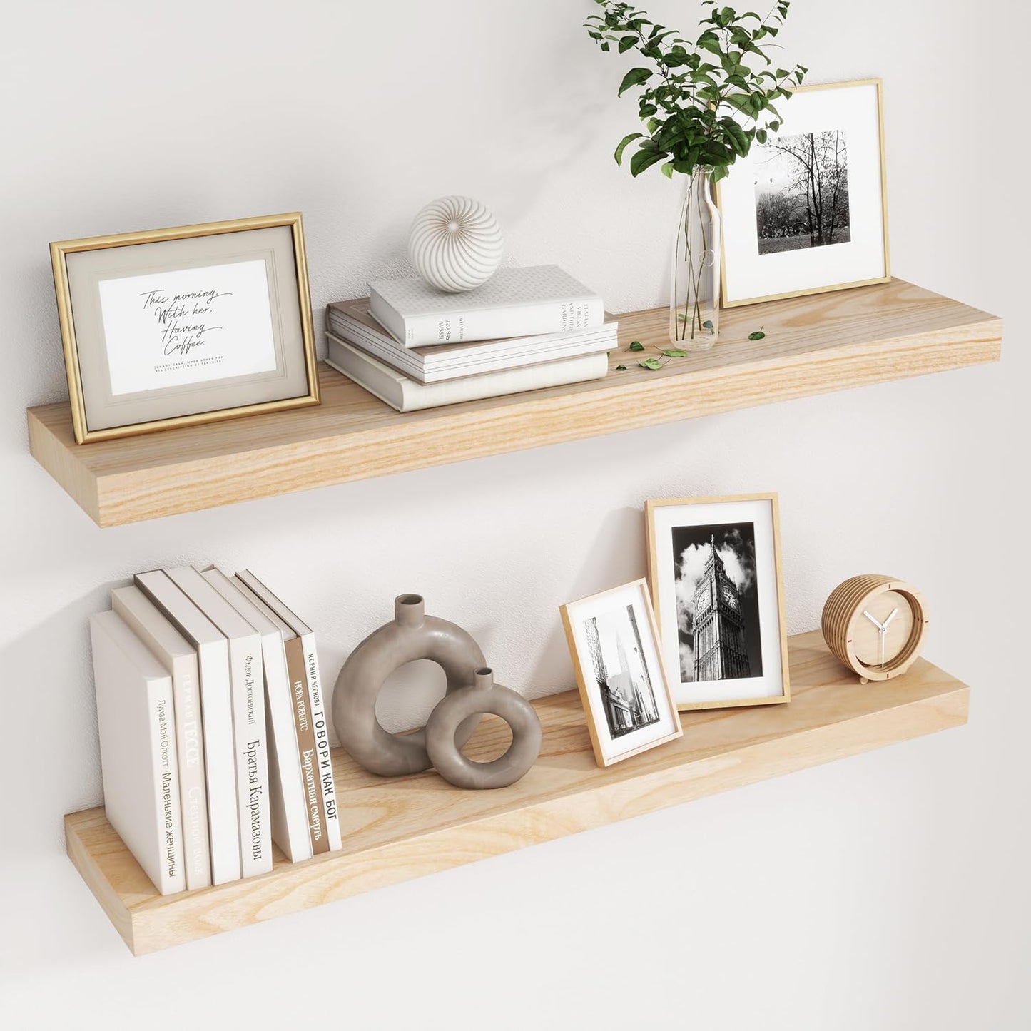 ShelfLoft 6.7 Inch Deep Paulownia Wood Wall Display Decor Floating Shelves