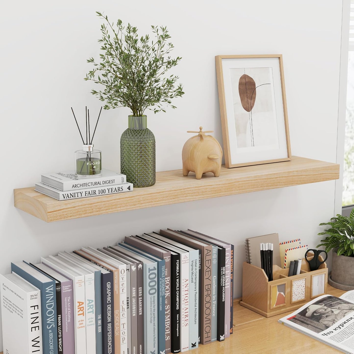 ShelfLoft 6.7"D x 1.4"H Natural Paulownia Wood Wall Display Decor Floating Shelves