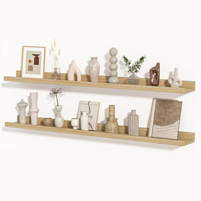 Shelfloft 4.7 Inch Deep Picture Ledge Shelf Rustic Fir Hardwood Floating Wall Shelves with Lip