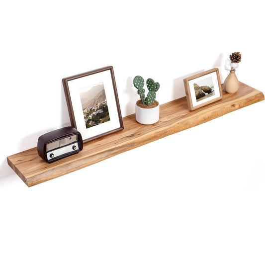 ShelfLoft 48"W x 8"D 60lbs Natural Solid Elm Wood Floating Shelves,1 Pack