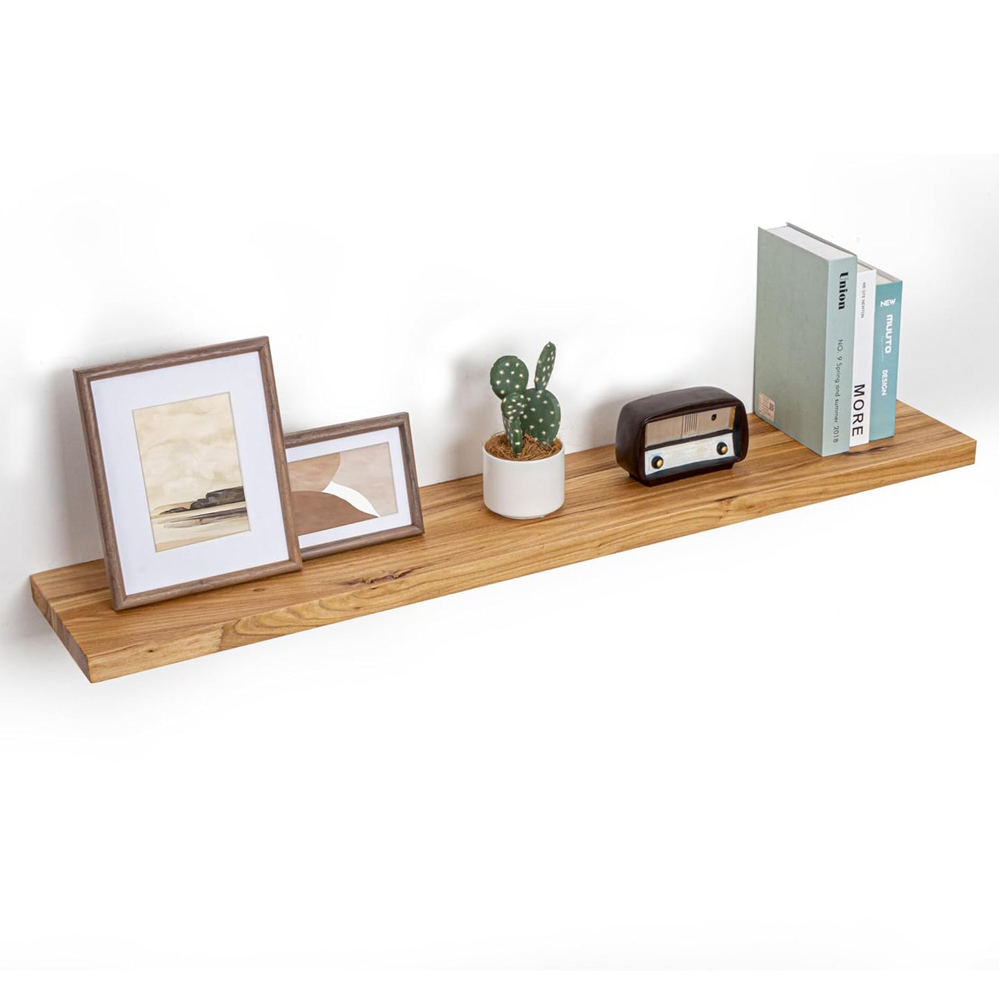 ShelfLoft 9.3"D x 1.4"H Natural Reclaimed Old Elm Wood Floating Shelves for Wall Storage